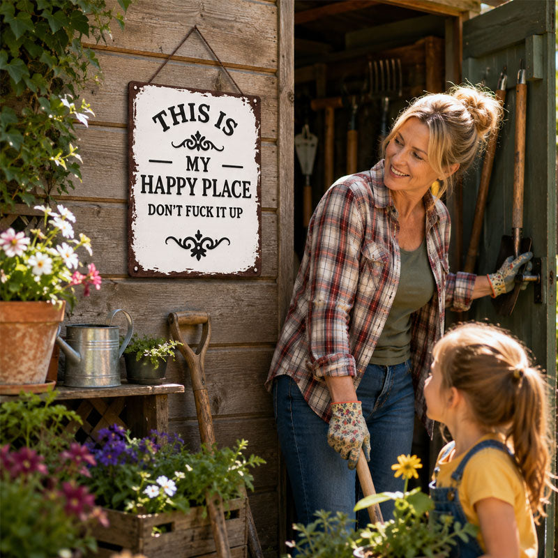 “This Is My Happy Place” Rustic Wooden Hanging Sign ✨🏡💖