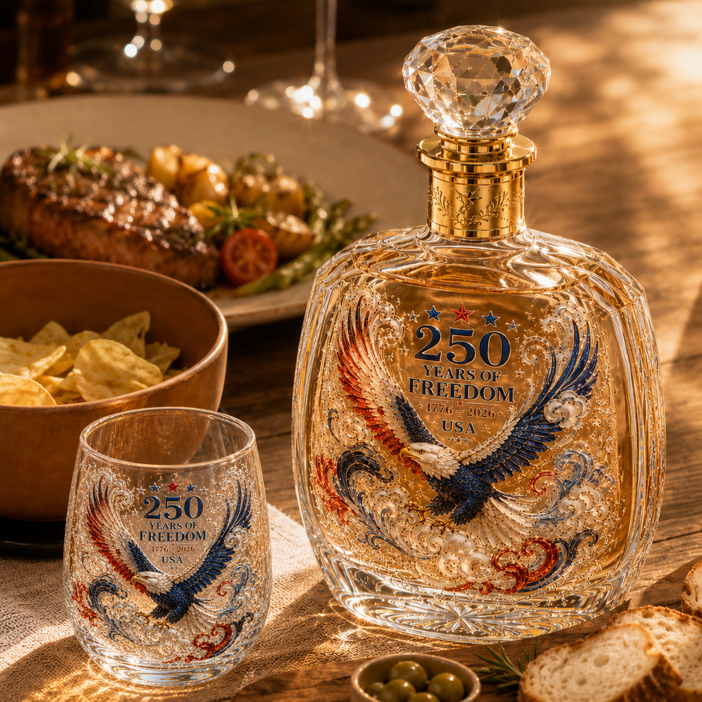 Limited Edition 2026 USA 250 Years of Freedom Eagle Glass Gift Set