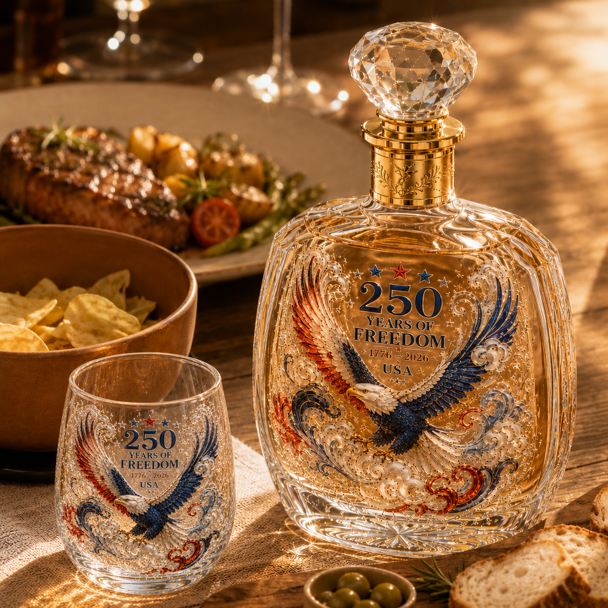 Limited Edition 2026 USA 250 Years of Freedom Eagle Glass Gift Set