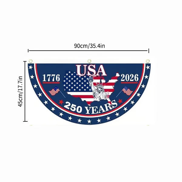 🗽USA 250th Anniversary Patriotic Fan Flag – Half-Round Porch Banner for 2026 Celebration🦅