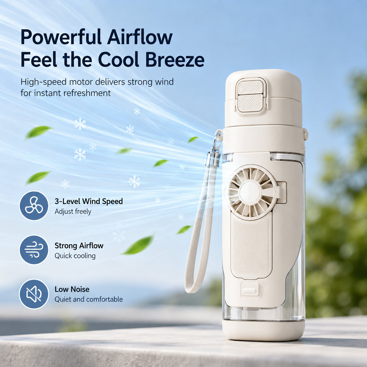 💨Spray Fan Cup – 2-in-1 Cooling Fan &amp; Double Drink Cup