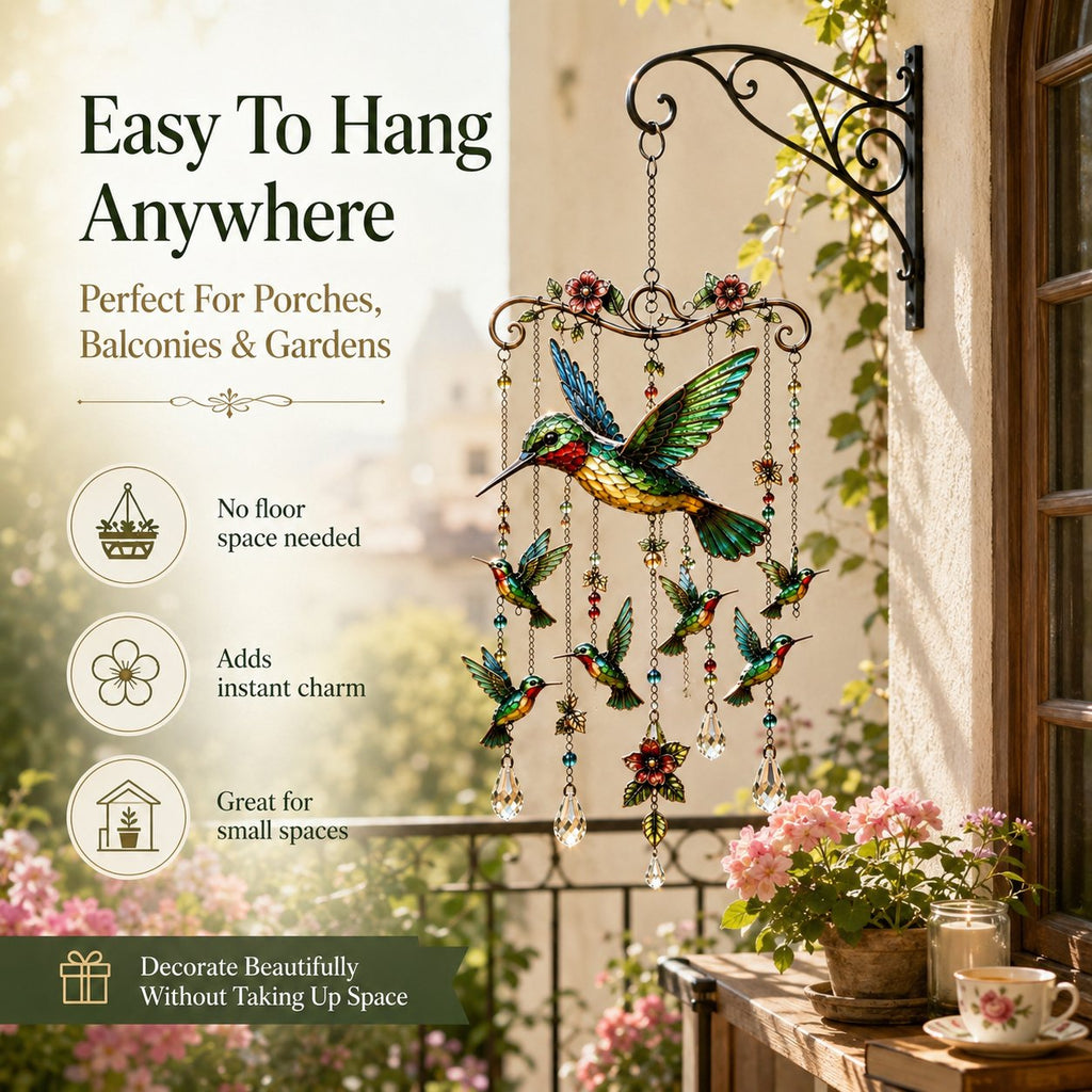 🌸Elegant Hummingbird Garden Wind Chime Suncatcher