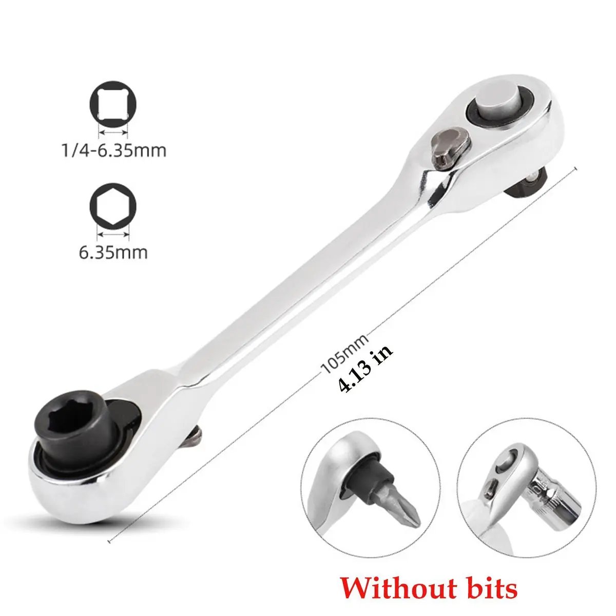 🔥Limited-time discount of 49%🔥1/4-inch Mini Double-Ended Ratchet Wrench, Silver, 72 Teeth, 5° Quick Release Tool🔧