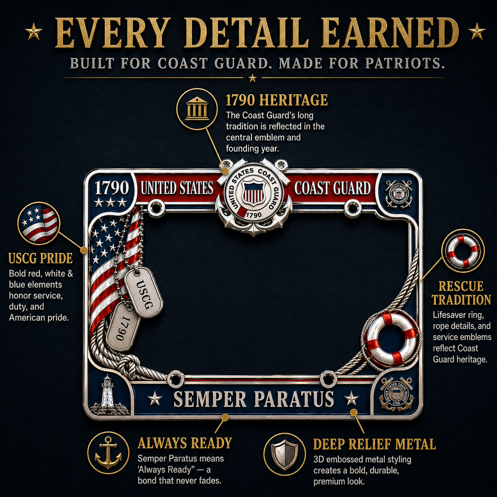 🔥 Last Day 49% OFF - U.S. Coast Guard “Semper Paratus” License Plate Frame ⚓