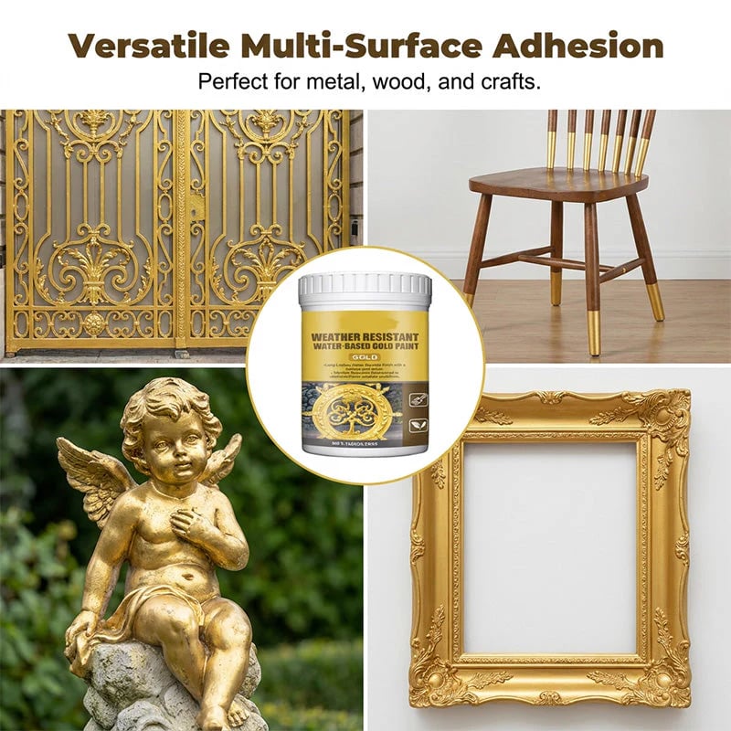 ✨Premium Weather Resistant Water-Based Gold Paint💛🎨Brilliant Metallic Shine That Lasts