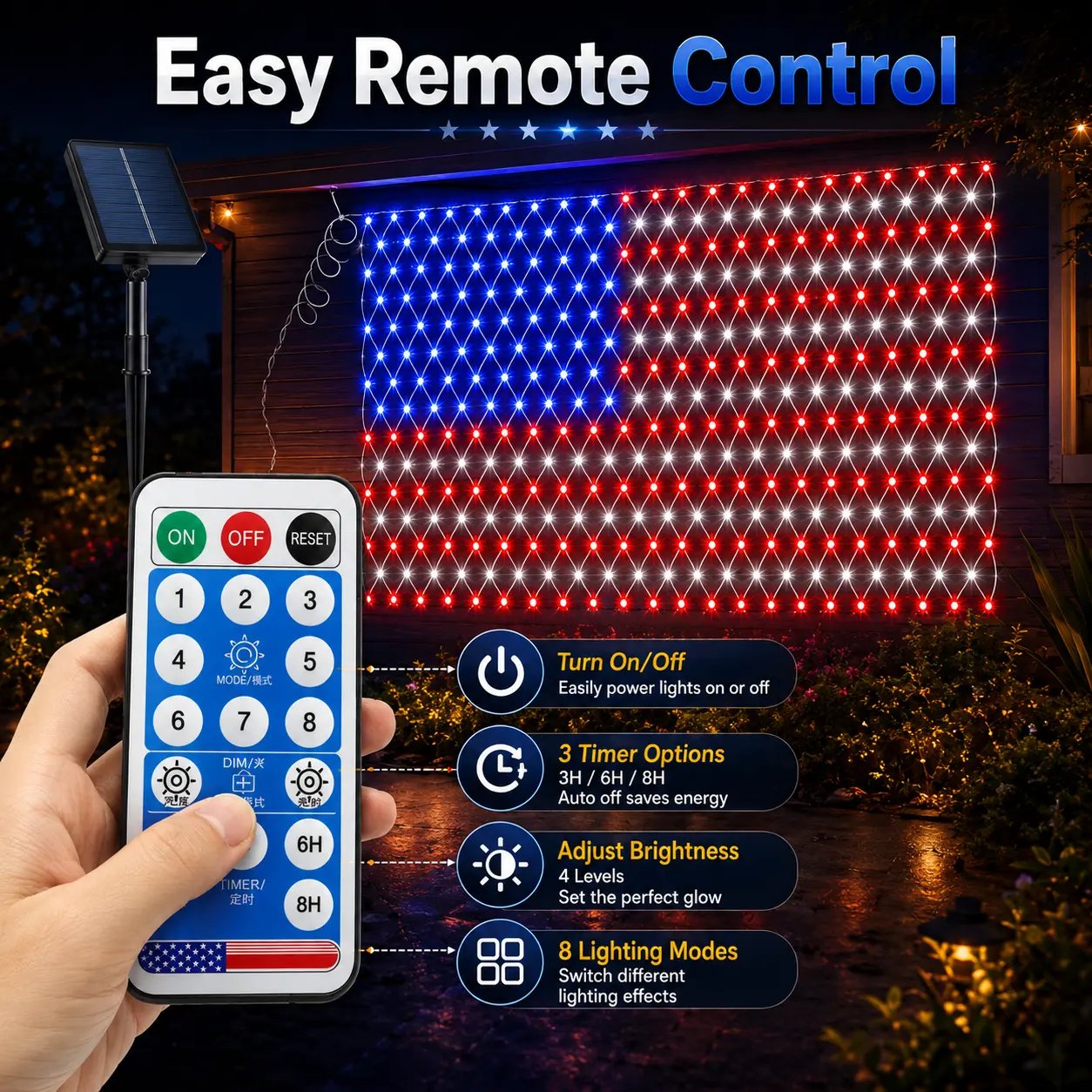 🔥Last Day: 49% OFF-Solar American Flag Net Lights