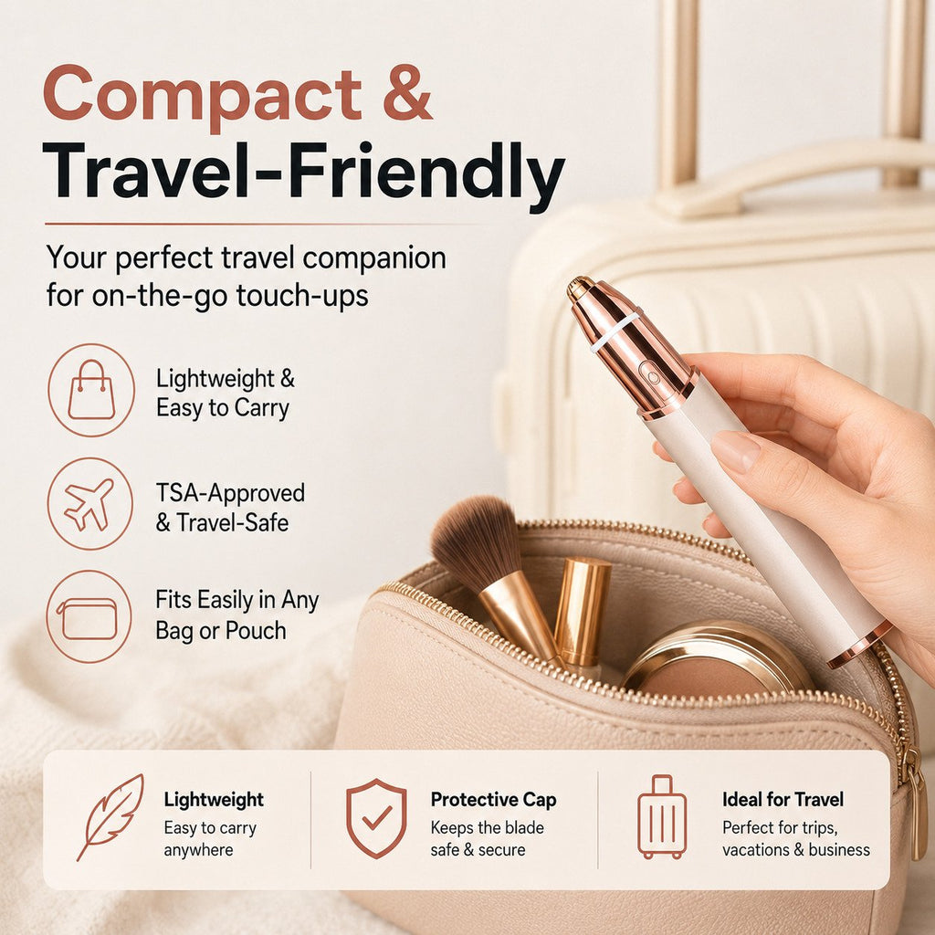 2-in-1 Rechargeable Facial Hair Remover & Eyebrow Trimmer with LED Light