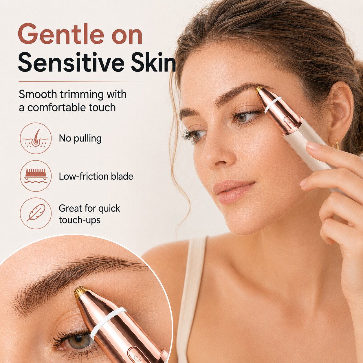 2-in-1 Rechargeable Facial Hair Remover & Eyebrow Trimmer with LED Light