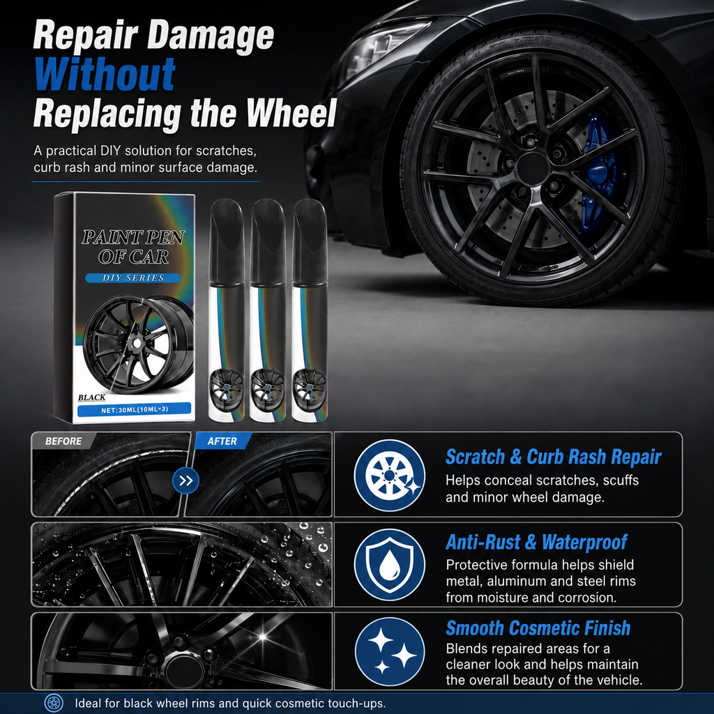 Wheel Scratch Repair Pen — Fix Curb Rash in 10 Min | Rust-Proof Formula