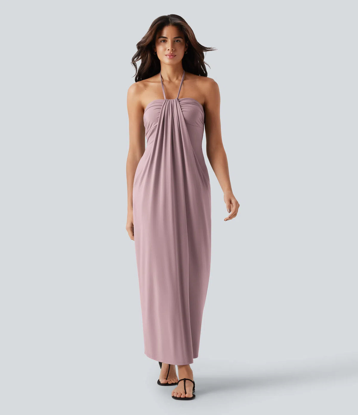 Halter Tie Back Maxi Dress with Pockets