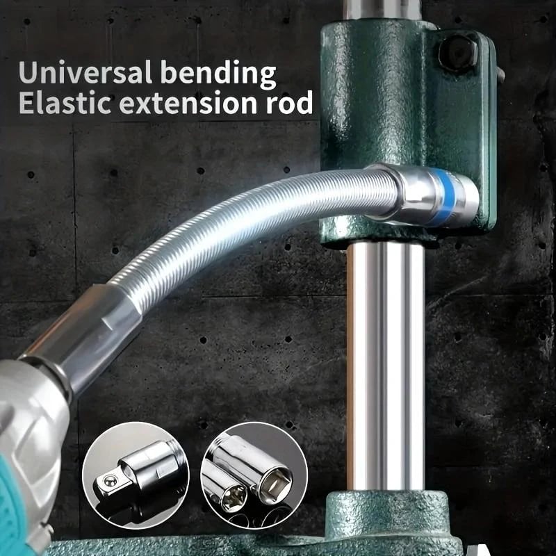 Flexible Socket Extension Bar Set – Bendable Ratchet Wrench Extensions for Tight Spaces, Carbon steel Automotive Repair Tool Kit