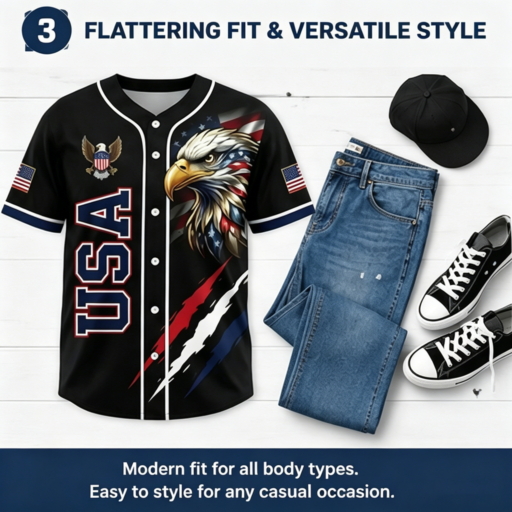 🦅USA 250th Anniversary All-Over Print Patriotic Baseball Jersey