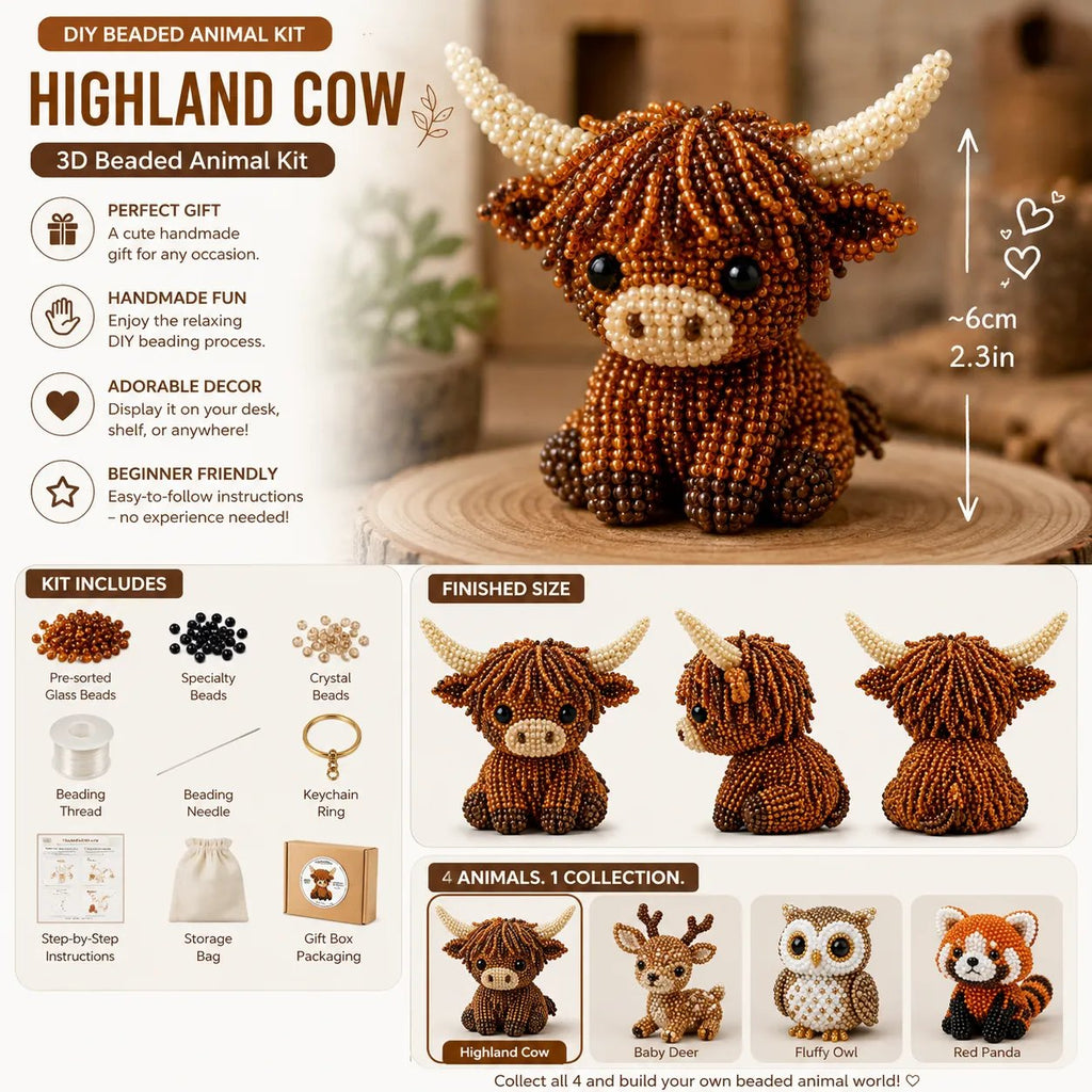 🧵✨ Tiny 3D Beaded Animal DIY Kit