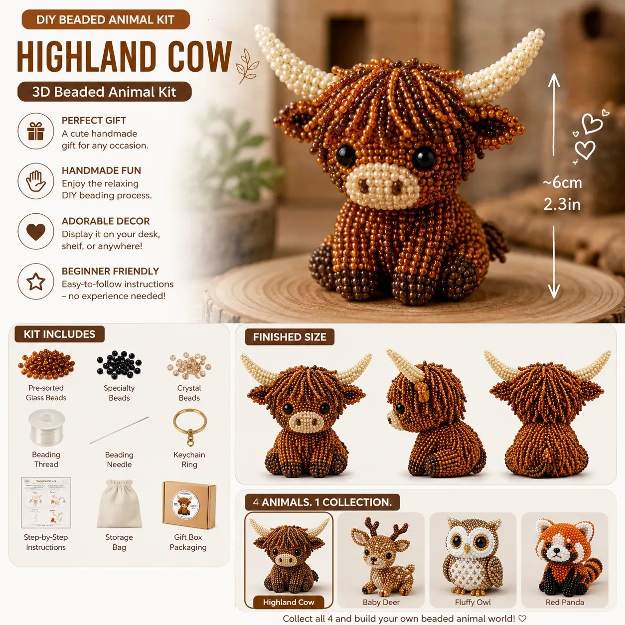 🧵✨ Tiny 3D Beaded Animal DIY Kit