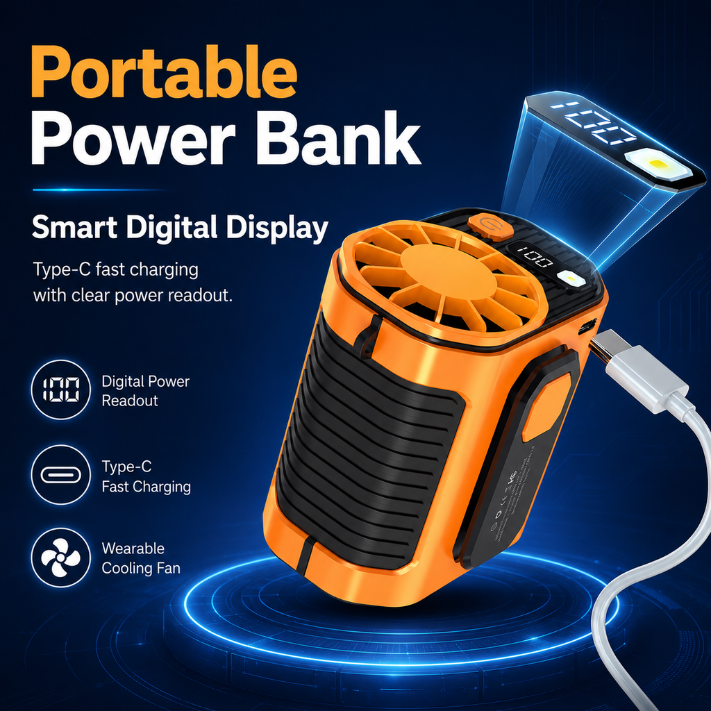 🌬️ 2nd Gen Portable Cooling Fan – 100-Level Turbo Cooling