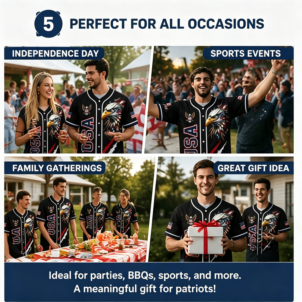 🦅USA 250th Anniversary All-Over Print Patriotic Baseball Jersey