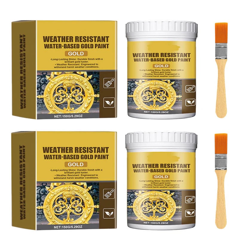 ✨Premium Weather Resistant Water-Based Gold Paint💛🎨Brilliant Metallic Shine That Lasts