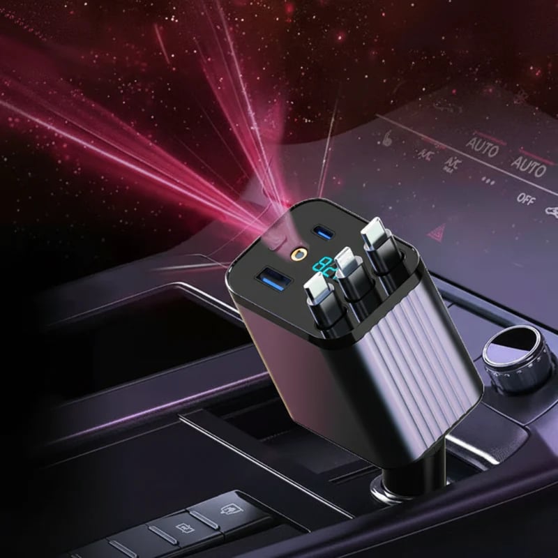 🔋 🚗 7-in-1 Retractable Fast Car Charger with Voltage Display – USB-C, Fast Charging & Essential for Daily Use 📱