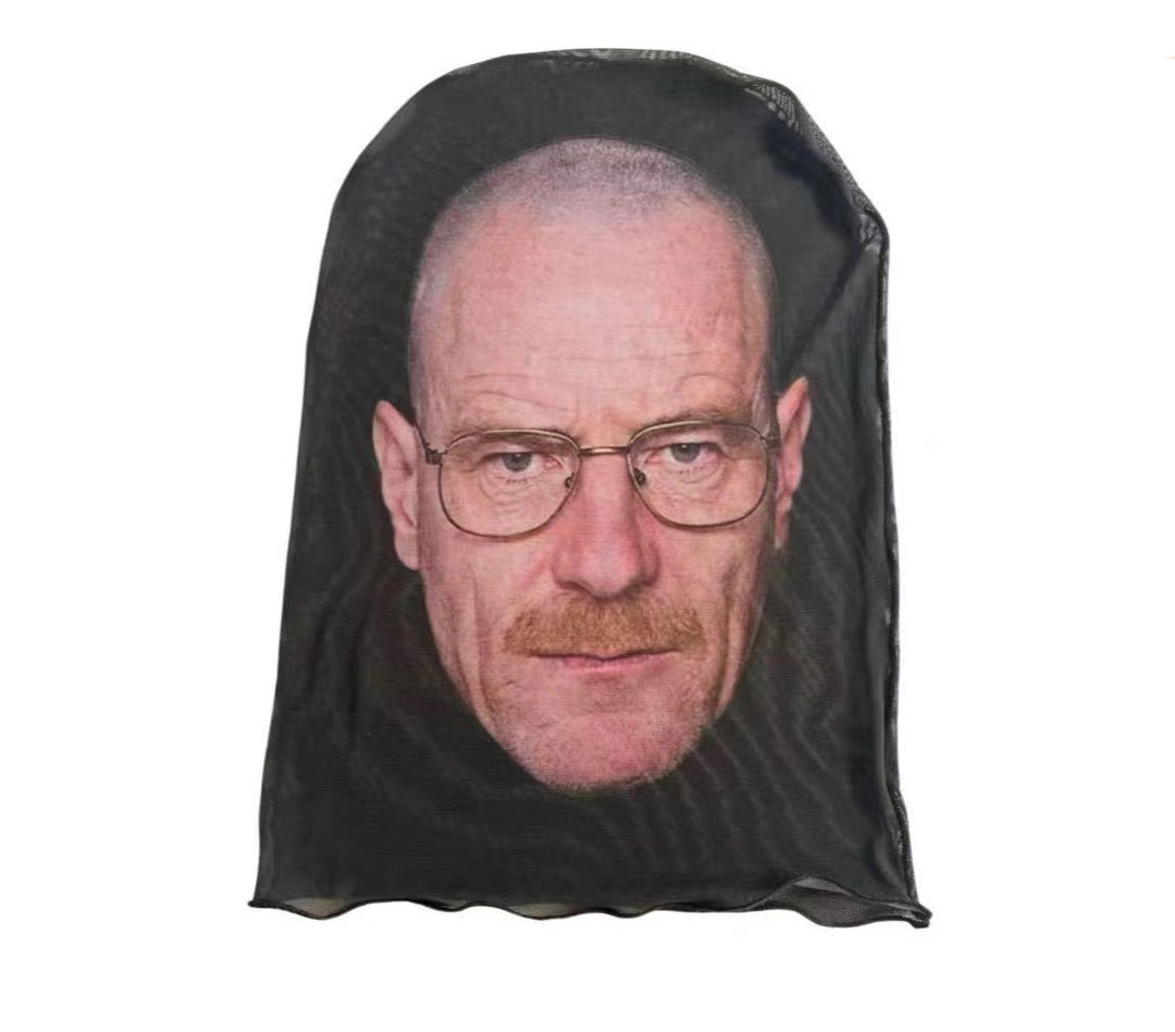3Pcs Funny Printed Full Face Mesh Mask – Breathable Cosplay Hood for Parties & Street Style