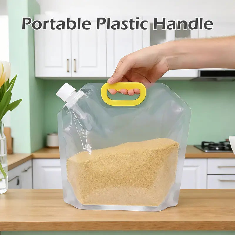 🔥5 Counts Reusable Food Sealed Bags, leak proof design, prevent liquid spillage