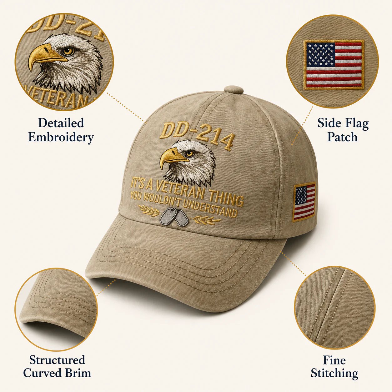 DD-214 Veteran 3D Embroidered Cap - “IT'S A VETERAN THING YOU WOULDN'T UNDERSTAND”