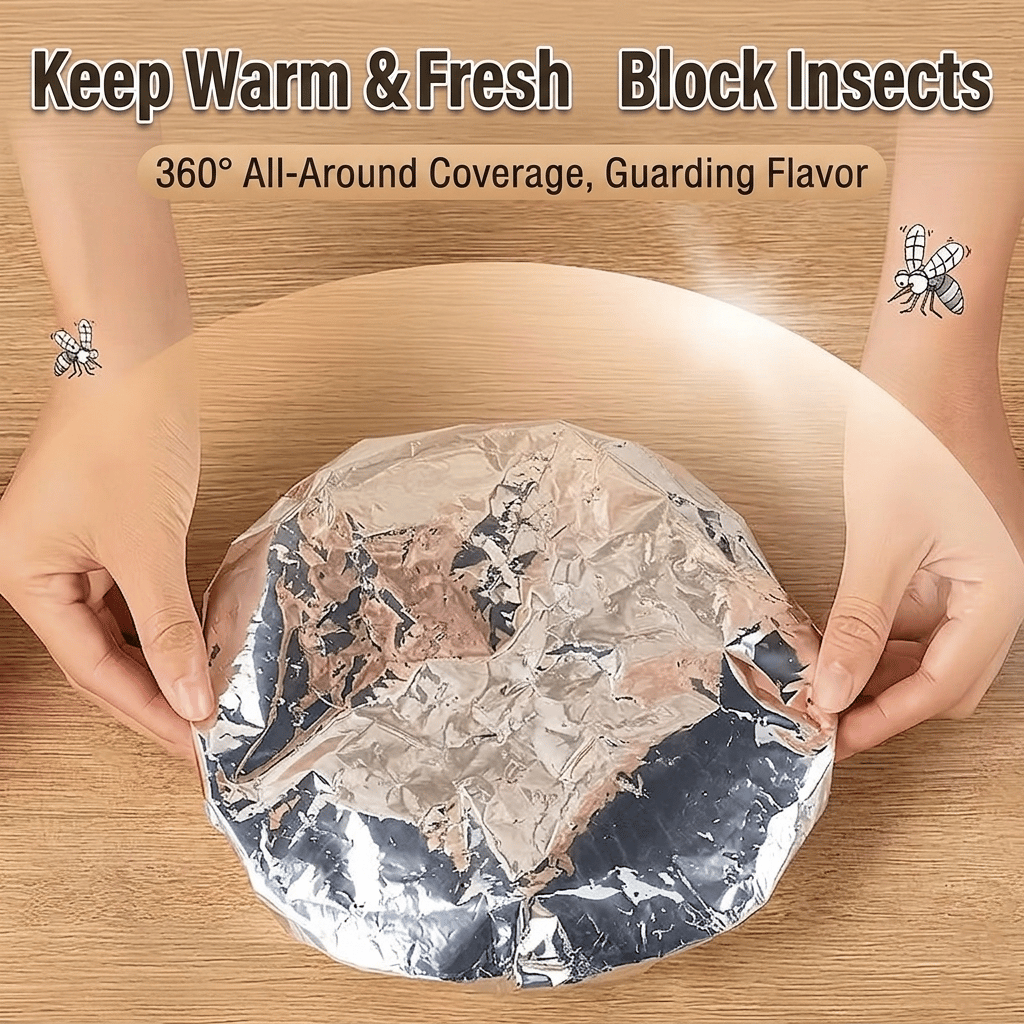 🍽️Reusable Aluminum Foil Thermal Food Cover — Heat-Retaining, Washable & Freshness-Preserving Kitchen Essential