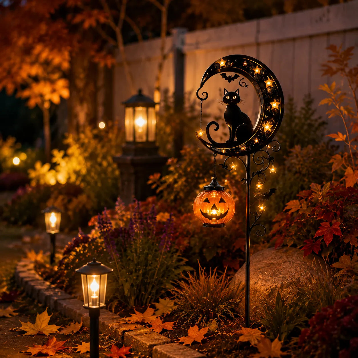 🌙 Solar-Powered Black Cat Garden Stake Light – Create a Magical Halloween Glow in Your Yard
