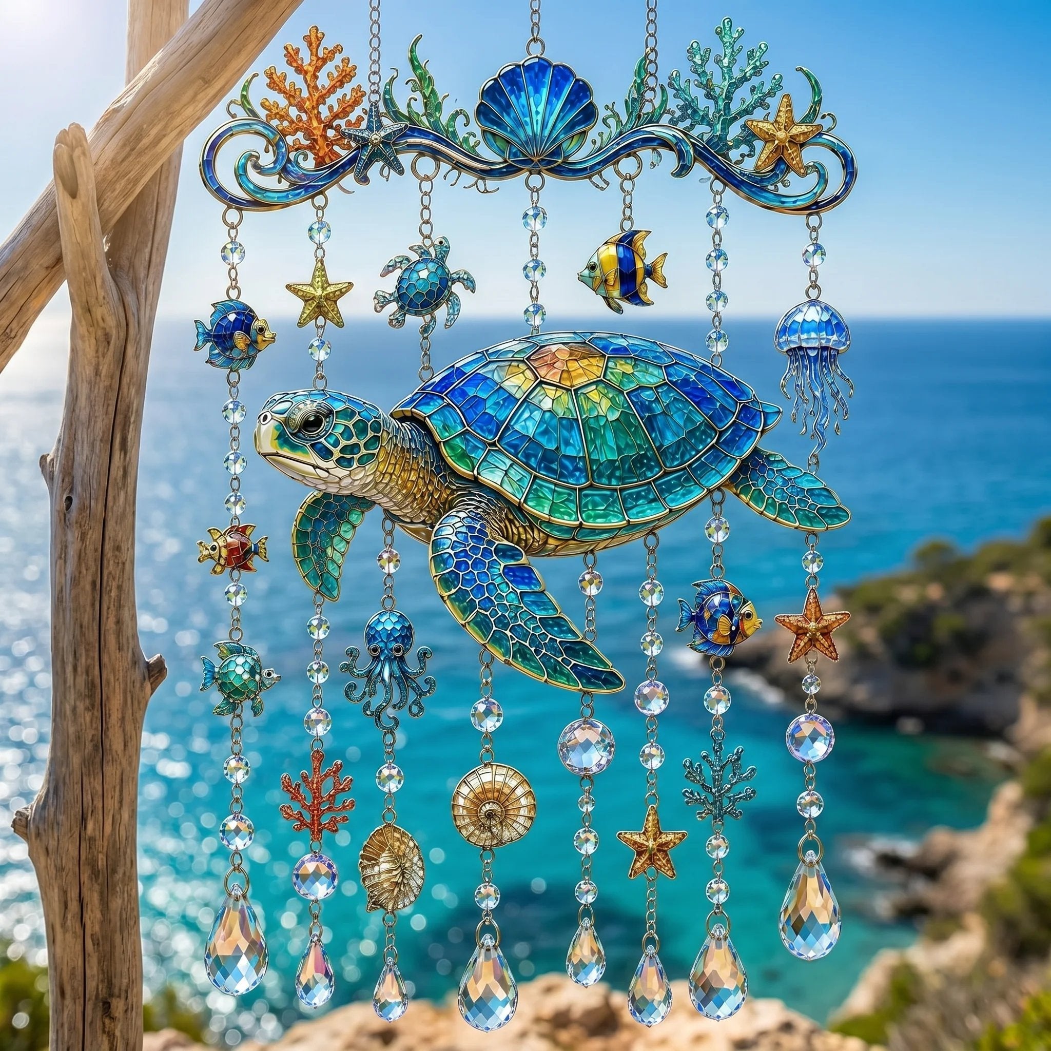 🐋 Ocean-Themed Crystal Wind Chime – Bring the Ocean Glow to Your Garden (📦Buy 2 Free Shipping)