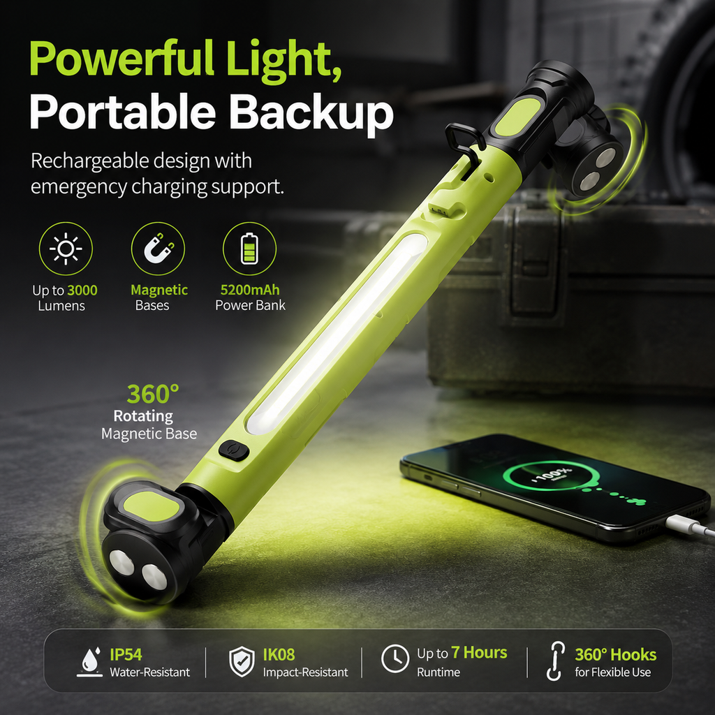 🔥🌟🔦Multifunctional magnetic rechargeable work light💡 Ideal for Mechanic, Car Repair & Garage Use