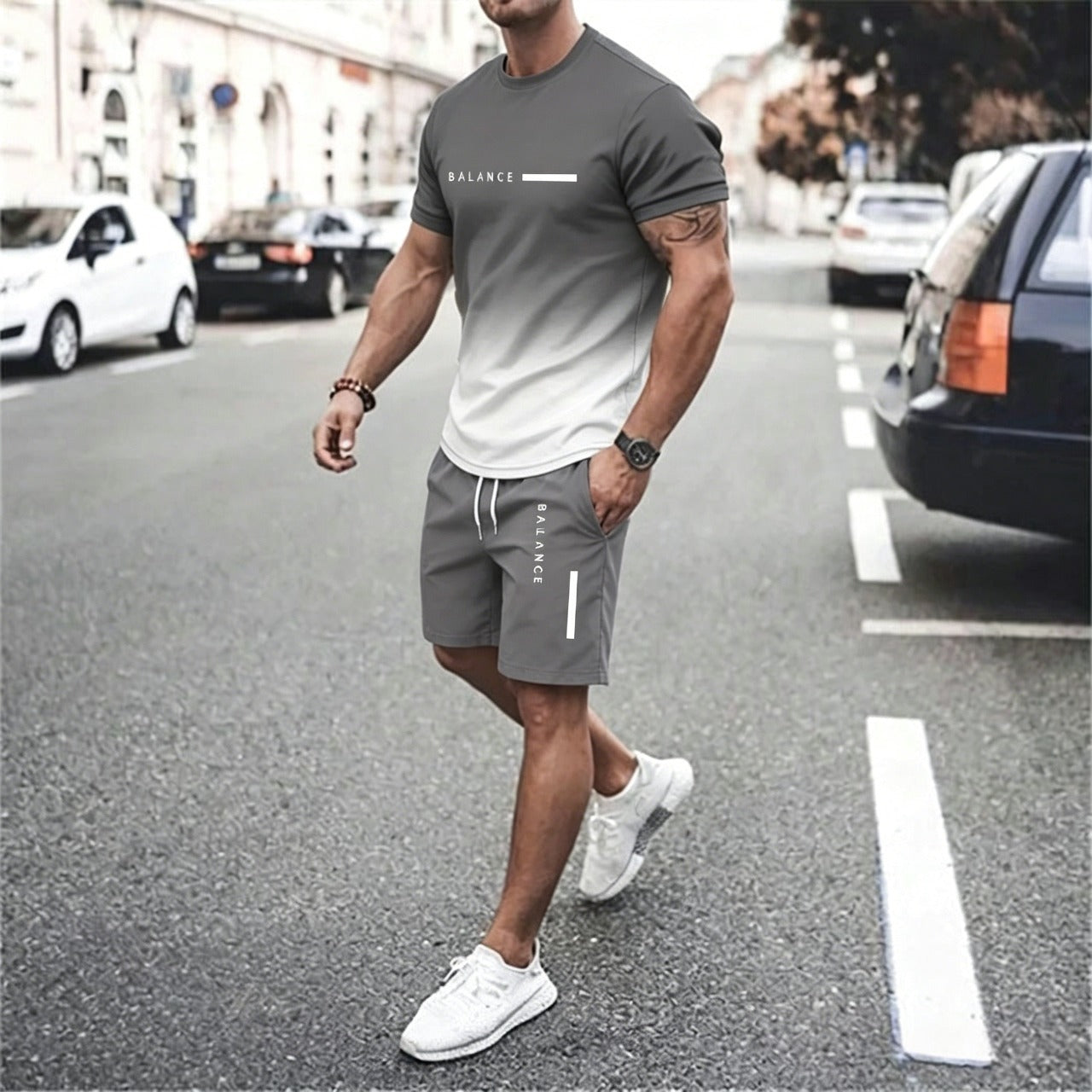 🔥Best Gift For Father's Day 🎁Men's Gradient Fitness 2-Piece Set