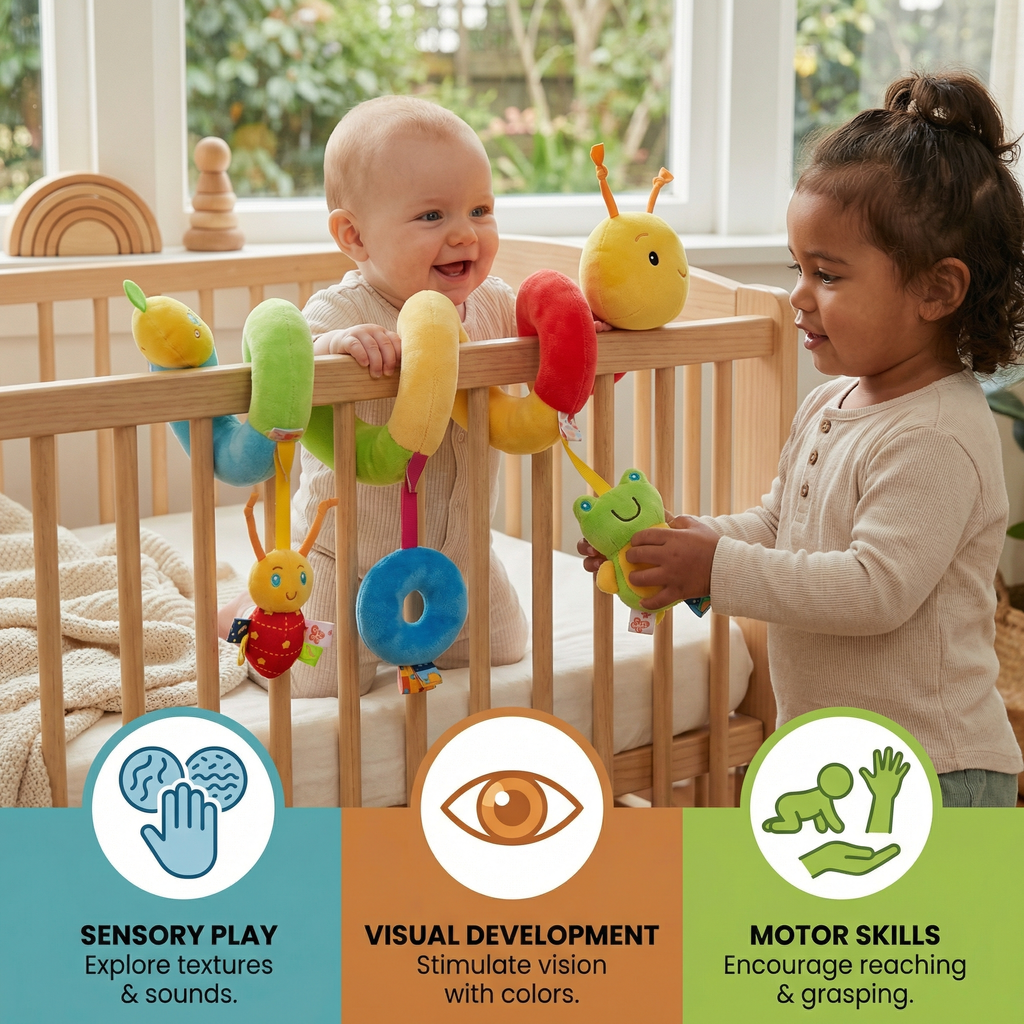 3-in-1 Caterpillar Rattle Toy for Home and On the Go