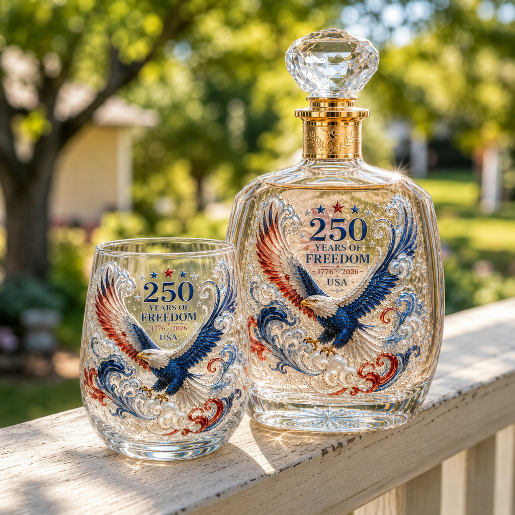 Limited Edition 2026 USA 250 Years of Freedom Eagle Glass Gift Set