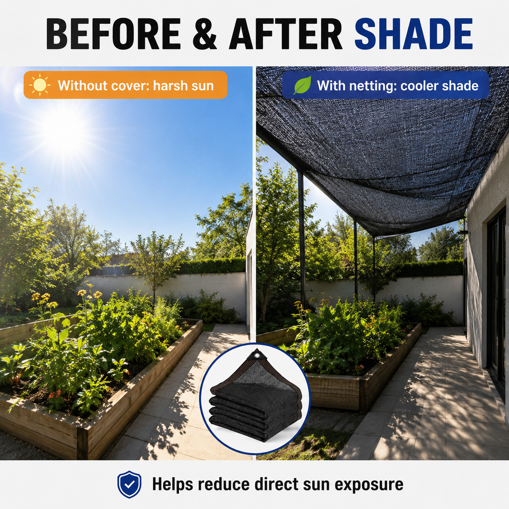 ☀️10x13 FT UV Resistant Sun Shade Net with Grommets, 70-90% Sun Block Breathable Mesh Canopy for Patio, Garden & Privacy Shade-TI
