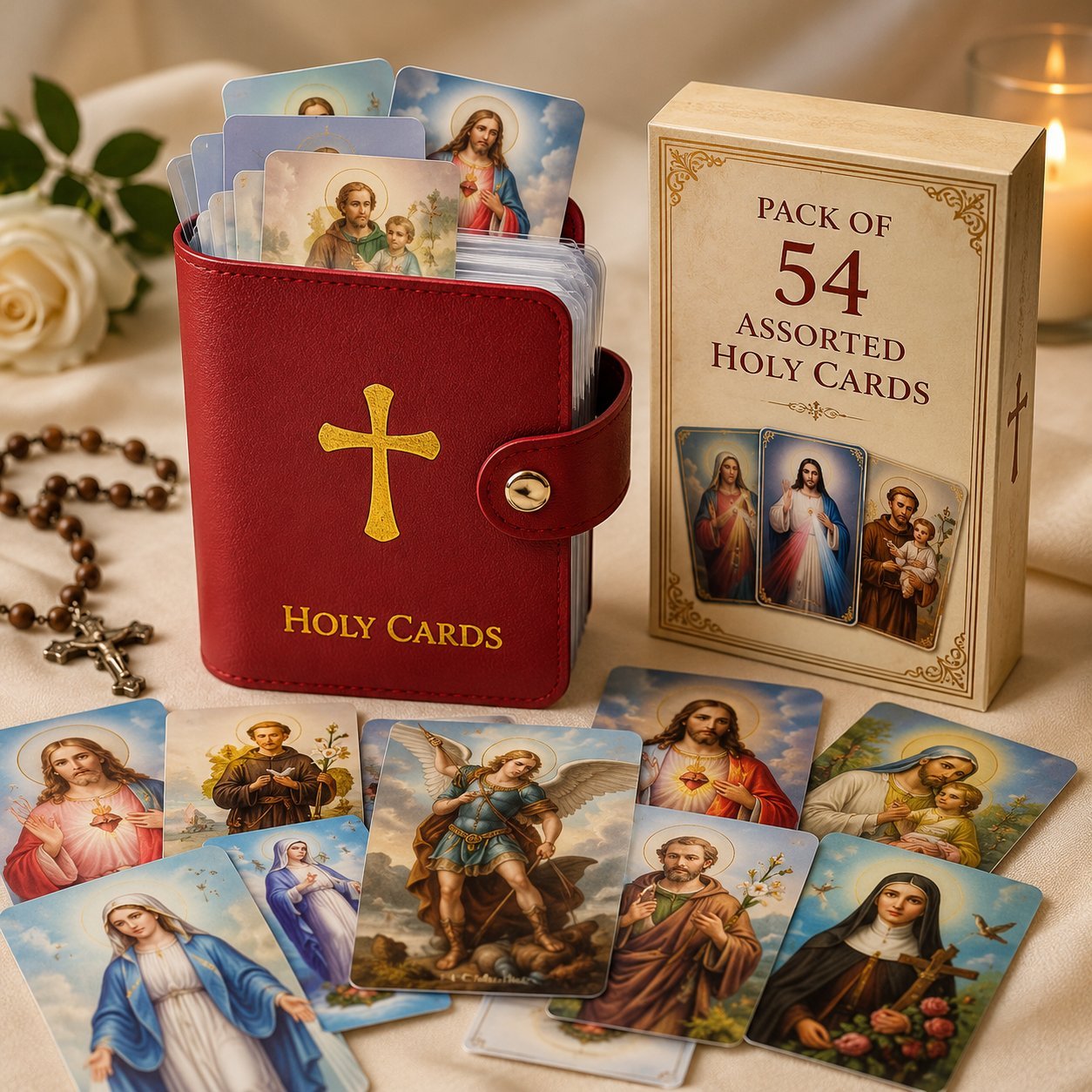 ✝️ Catholic Genuine Leather Holy Card Holder – Pocket Prayer Card Organizer with Snap Closure!!!