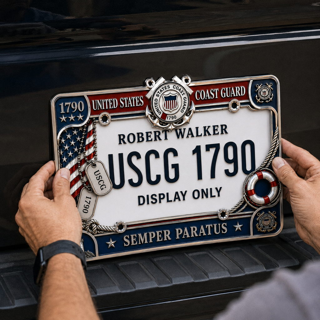 🔥 Last Day 49% OFF - U.S. Coast Guard “Semper Paratus” License Plate Frame ⚓
