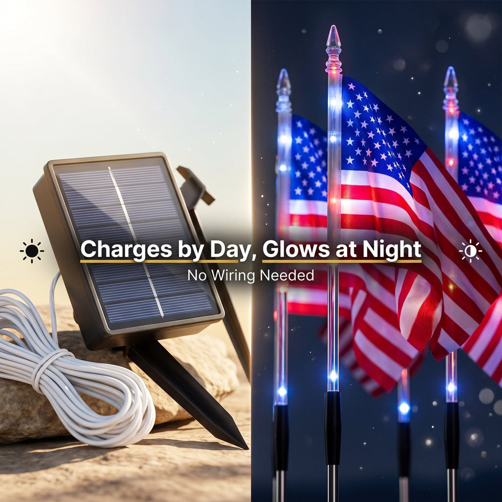 💕8-in-1 American Flag Solar Lights