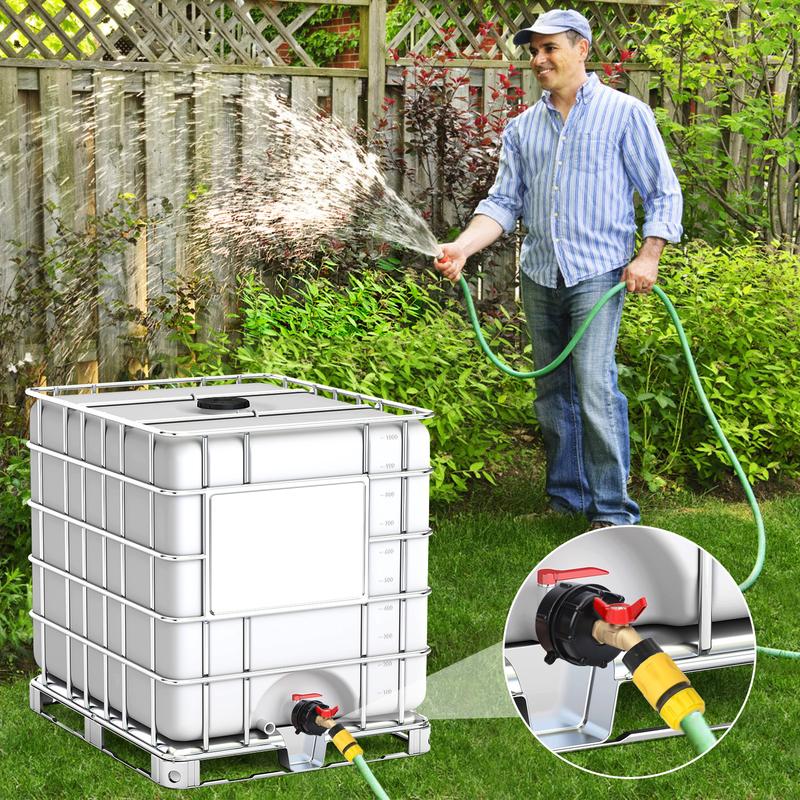 🛠️💧275-330 Gallon IBC Tote Tank Adapter - 2.44" Fine Thread, 1/2" NPT × 3/4" GHT Male Fittings with Garden Hose Quick Connector