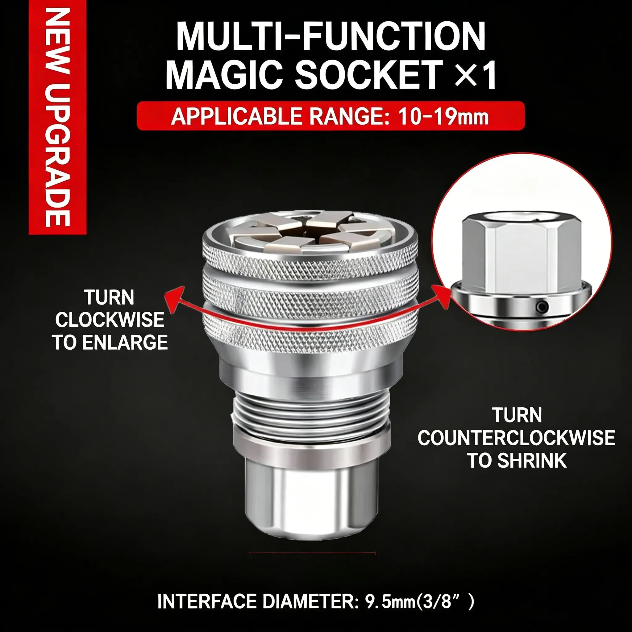 Multi-Function Universal Socket Wrench Tool - Universal Maintenance Tool, Adjustable Universal Socket Wrench, Universal Socket Tool for 3/8" Drive Ratchet Torque Wrench & Power Drill (Connecting rod random color) Fathers Day Gift