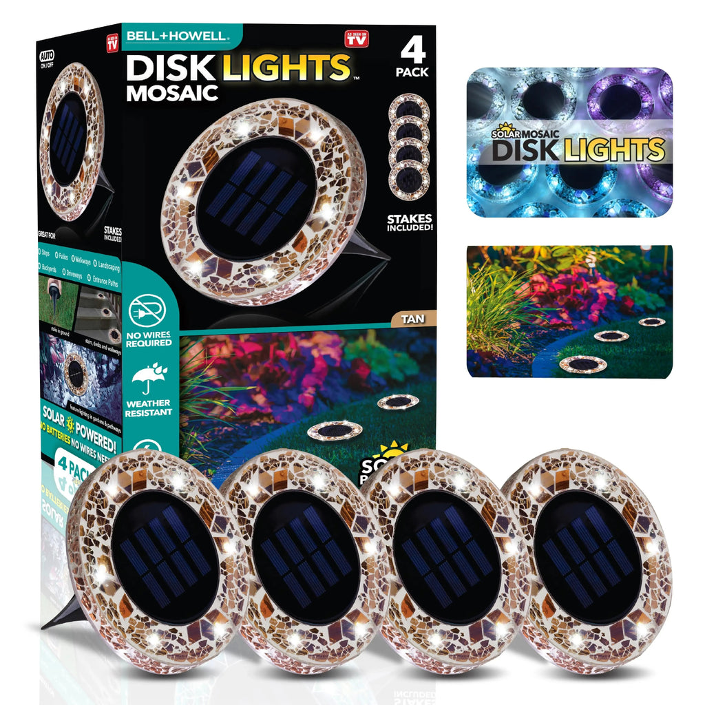 ✨4/8 Pack Solar Outdoor Mosaic Disk Lights, Waterproof Decorative Pathway LED Light