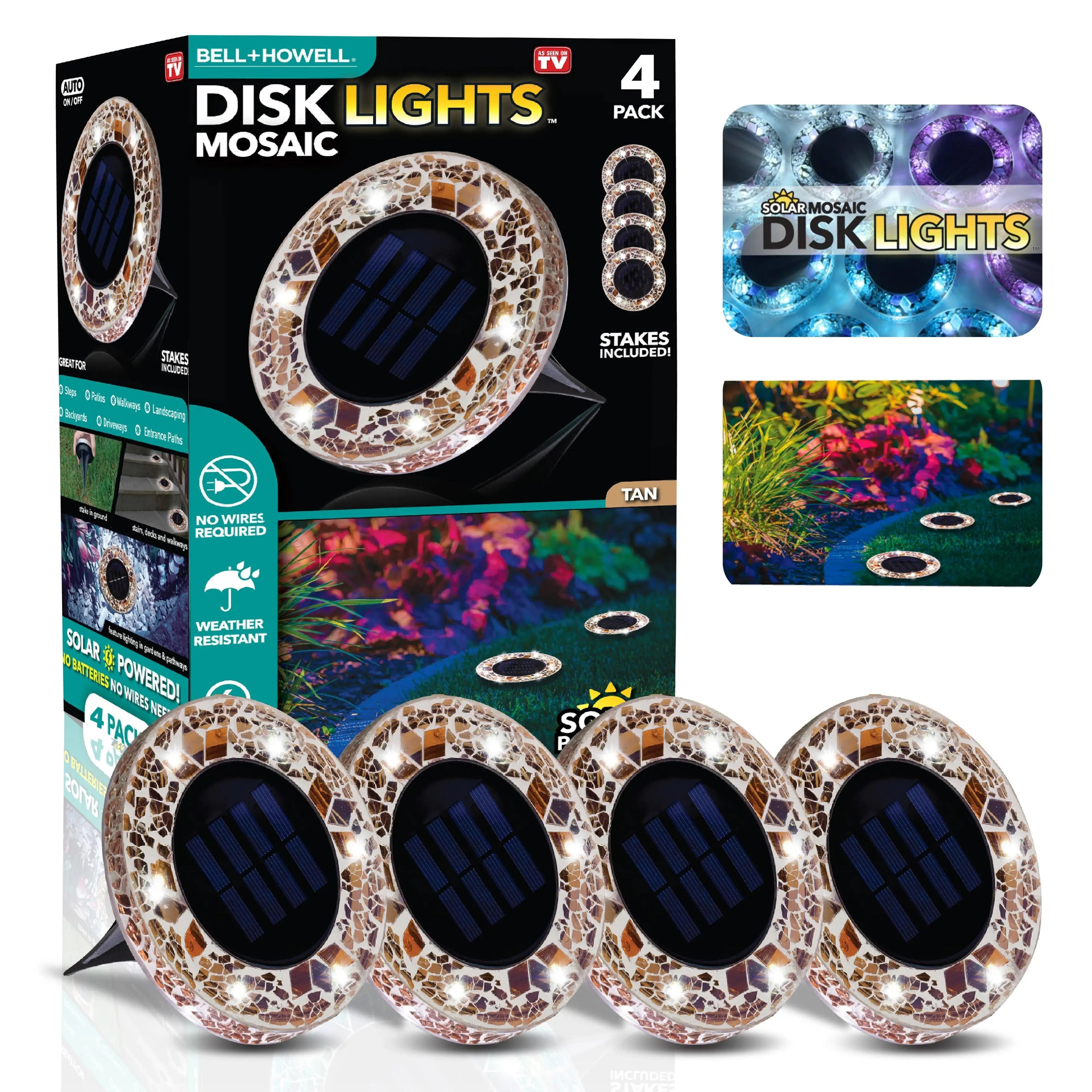 ✨4/8 Pack Solar Outdoor Mosaic Disk Lights, Waterproof Decorative Pathway LED Light