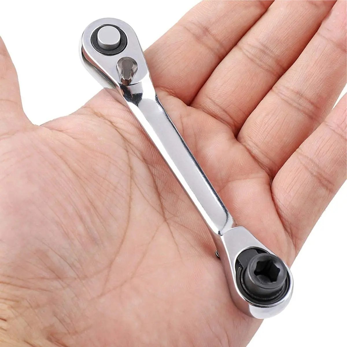 🔥Limited-time discount of 49%🔥1/4-inch Mini Double-Ended Ratchet Wrench, Silver, 72 Teeth, 5° Quick Release Tool🔧