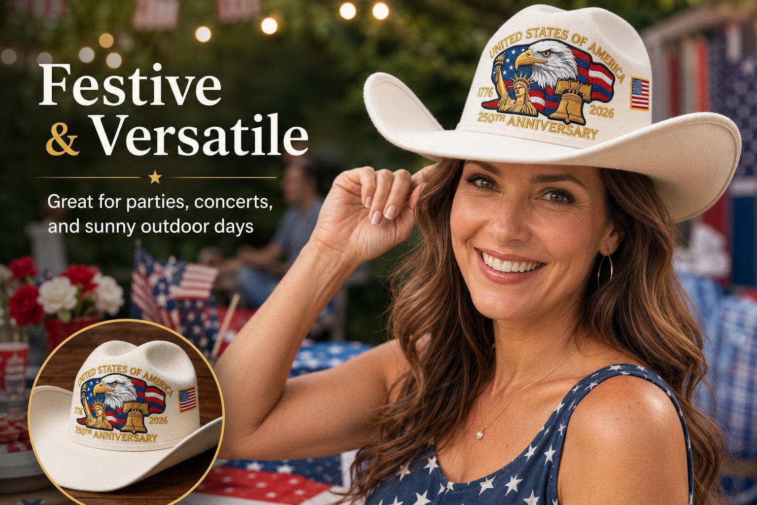 🔥LAST DAY 49% OFF - 🤠Unisex Patriotic-Themed Felt Cowboy Hat🦅💙
