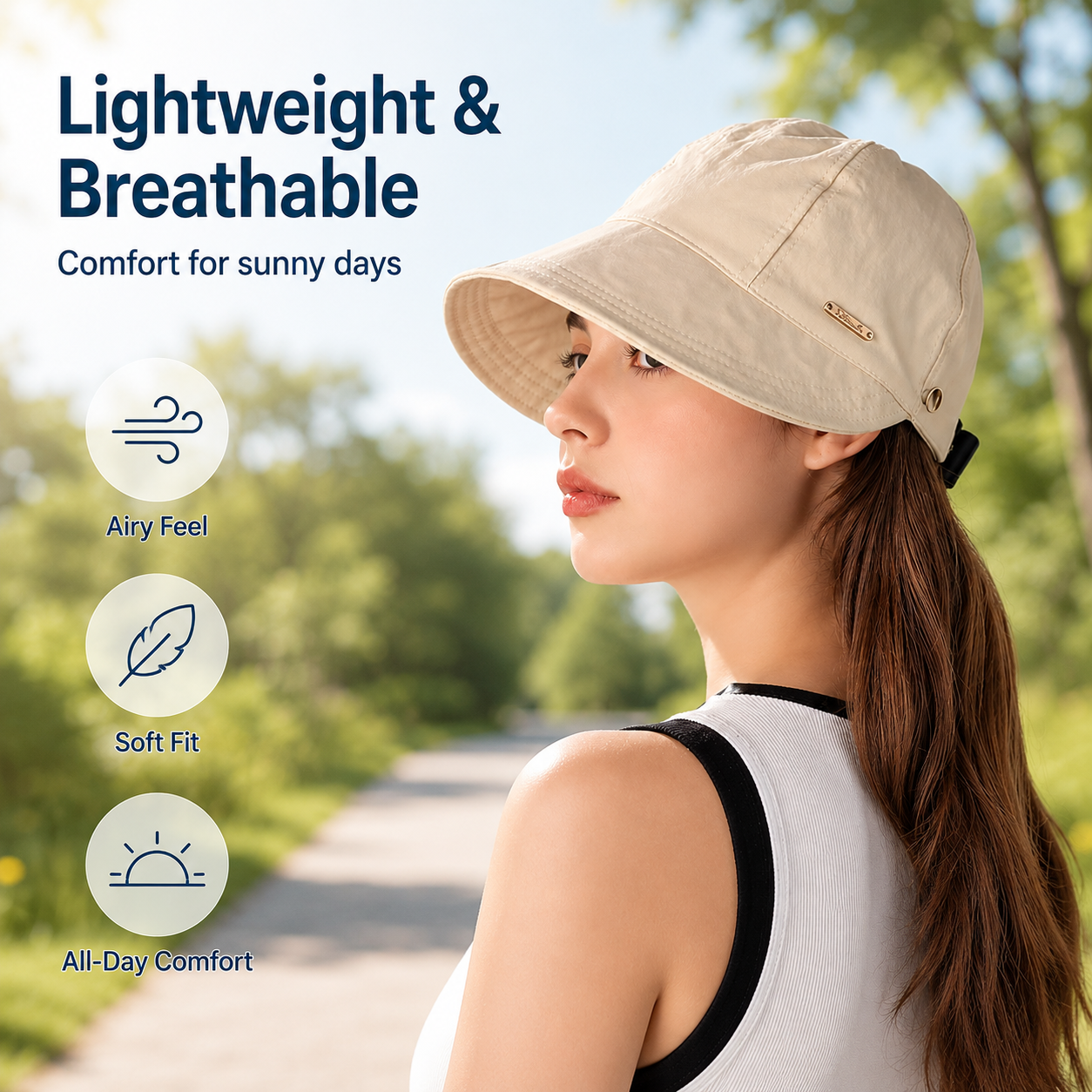 Women’s Ponytail Sun Hat – Lightweight Wide Brim Outdoor Cap for Beach, Travel & Gardening