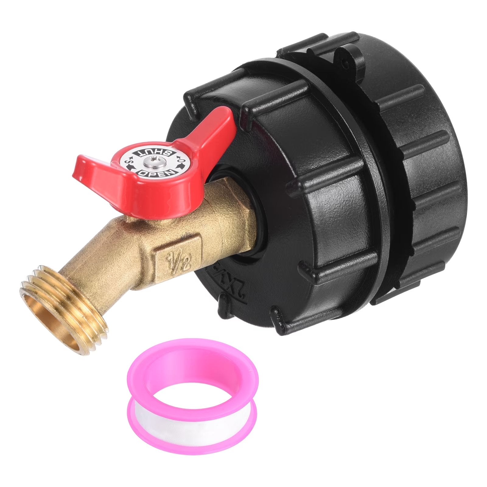 🛠️💧275-330 Gallon IBC Tote Tank Adapter - 2.44" Fine Thread, 1/2" NPT × 3/4" GHT Male Fittings with Garden Hose Quick Connector