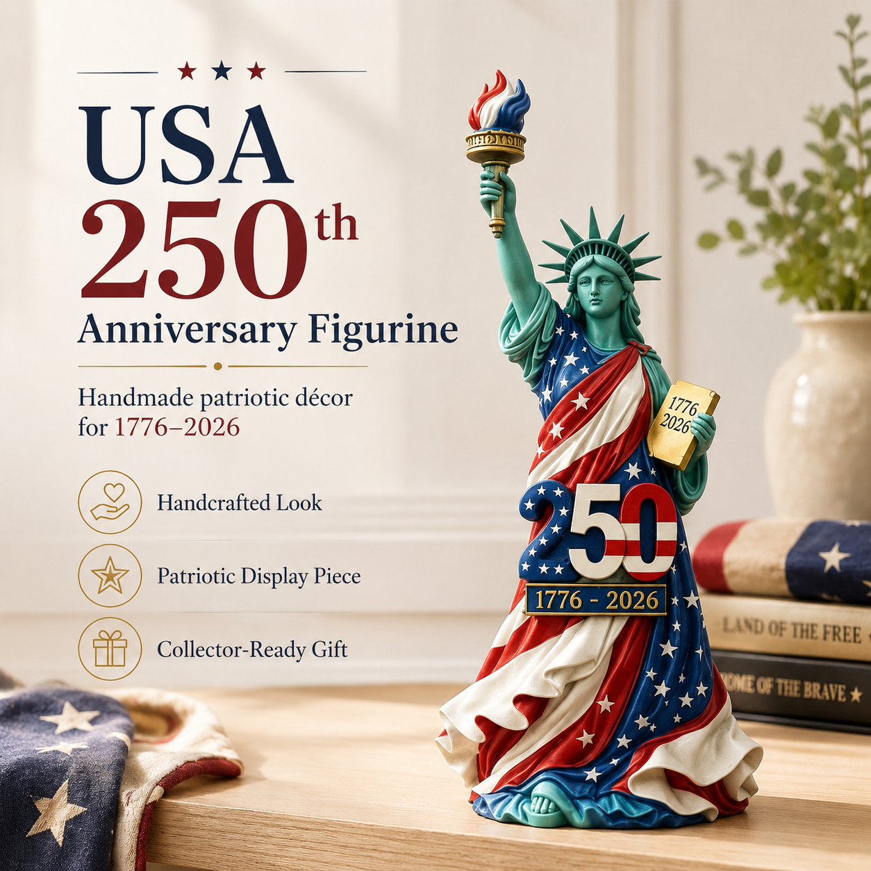 🔥Limited-time promotion🔥Handmade USA 250th Anniversary Statue of Liberty Figurine