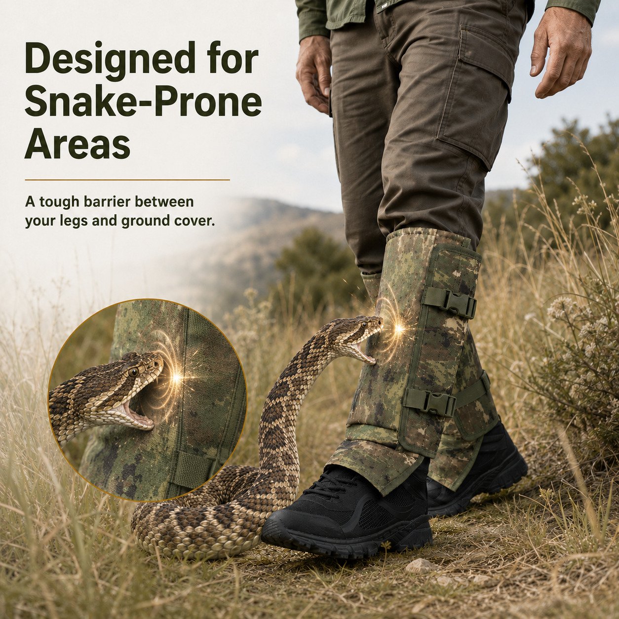 🐍🛡 Reinforced Lower Leg Protection Gaiters – 1000D Outdoor Leg Guards for Hiking & Hunting ⛰️