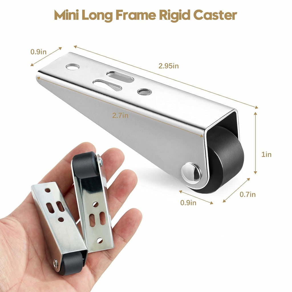 🚪 4-Pack Low-Profile Door Repair Casters | Quiet Nylon & Steel Fixed Wheels