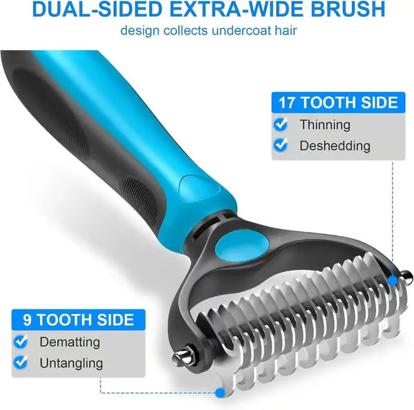 🎁Double-Sided Pet Rake – Deshedding Tool for Dogs & Cats 🐶🐱