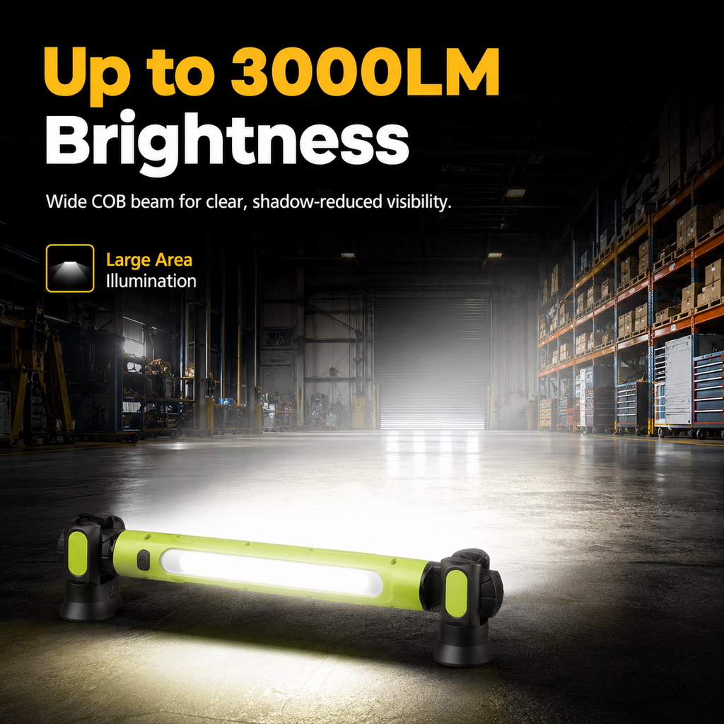 🔦 3000LM Magnetic LED Work Light – Rechargeable & Hands-Free