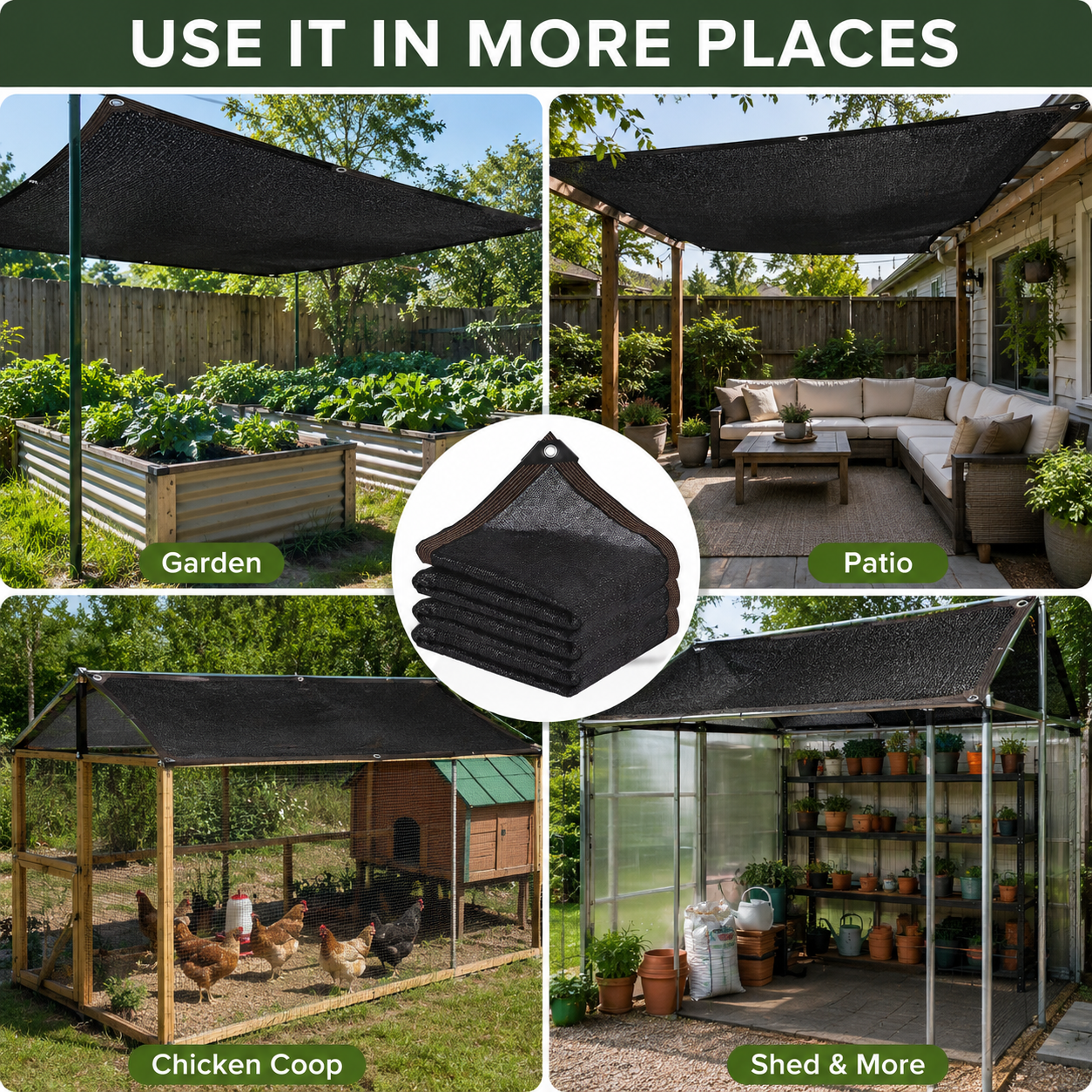 ☀️10x13 FT UV Resistant Sun Shade Net with Grommets, 70-90% Sun Block Breathable Mesh Canopy for Patio, Garden & Privacy Shade-TI